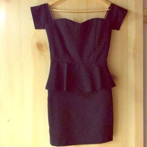 Black peplum, off the shoulder dress